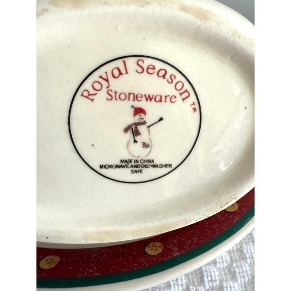 Royal Seasons Stoneware Snowman Scene Gravy/Sauce Boat & Drip Plate-Holidays EUC - Picture 5 of 7